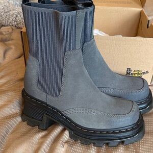 Dr. Martens Gray Suede Leather Women's Boots